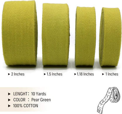 2" & 1.5" & 1.18'' & 1" Cotton Twill Tape - 10 Yards - 50+ Colors -%100 Natural Cotton 1 Inch 1.5 Inch 2 Inch Herringbone Bias Binding Cotton Tape Trim for Sewing Wrapping Craft DIY 10294 (PearGreen)…