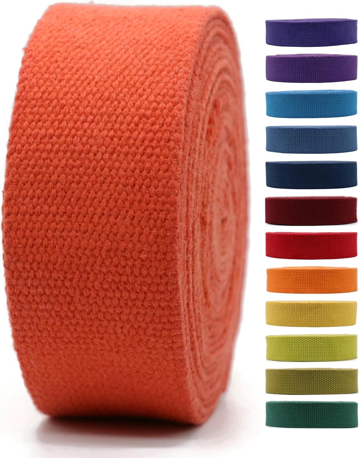 2" & 1.5'' & 1" Cotton Webbing - 5 Yards - 50+ Colors -%100 Natural Cotton - Turkish Weave - Heavy Duty 1 Inch 1.5 Inch 2 Inch Webbing for Sewing Straps Wrapping Climbing Indoors Craft DIY 11165…