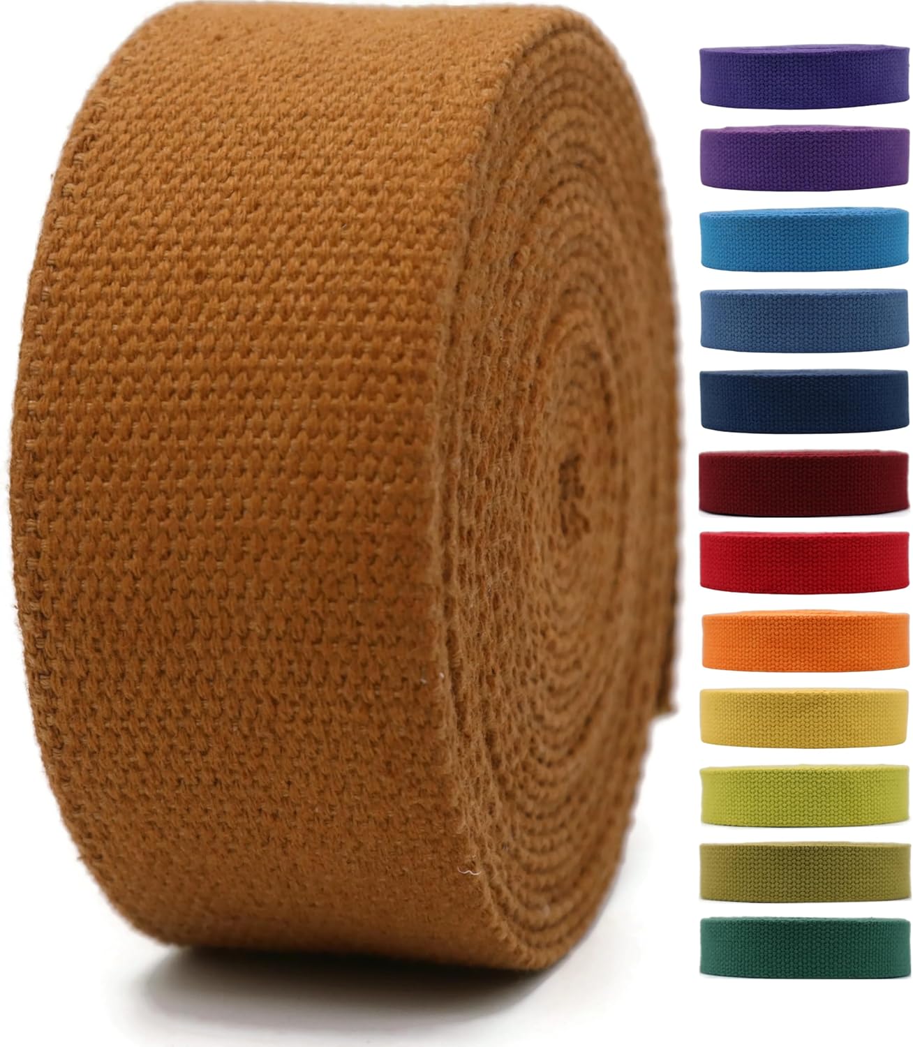 Cotton Webbing 2" & 1.5'' & 1" - 5 Yards - 50+ Colors -%100 Natural Cotton - Turkish Woven - Heavy Duty1 Inch 1.5 Inch 2 Inch Canvas Webbing for Sewing Straps Bags Climbing Indoors Craft DIY 11465…