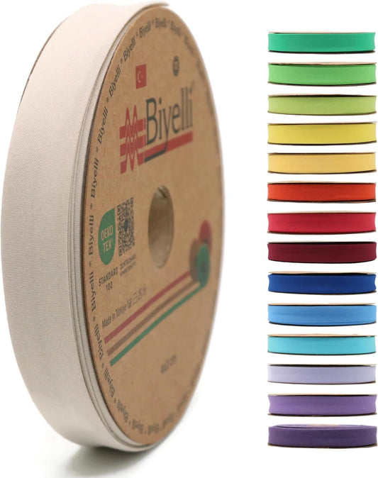 Cotton Fold Bias Tape - 3/4 Inches (20mm) Wide - 27 Yards - 65+ Colors - Single Fold Cotton Fold Bias Binding Tape for Sewing Clothing DIY (56. Sand) D56