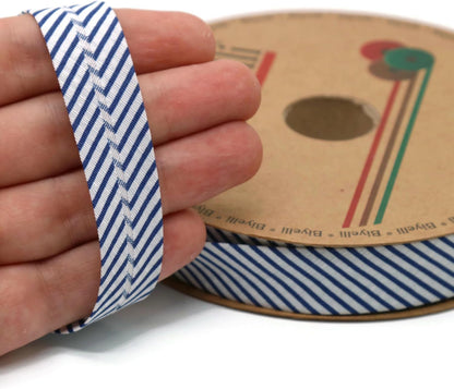 Cotton Fold Bias Binding Tape - 3/4 Inches (20mm) Wide - 27 Yards - Plaid Single Fold Cotton Fold Bias Binding Tape for Sewing Clothing DIY Dark Blue C8