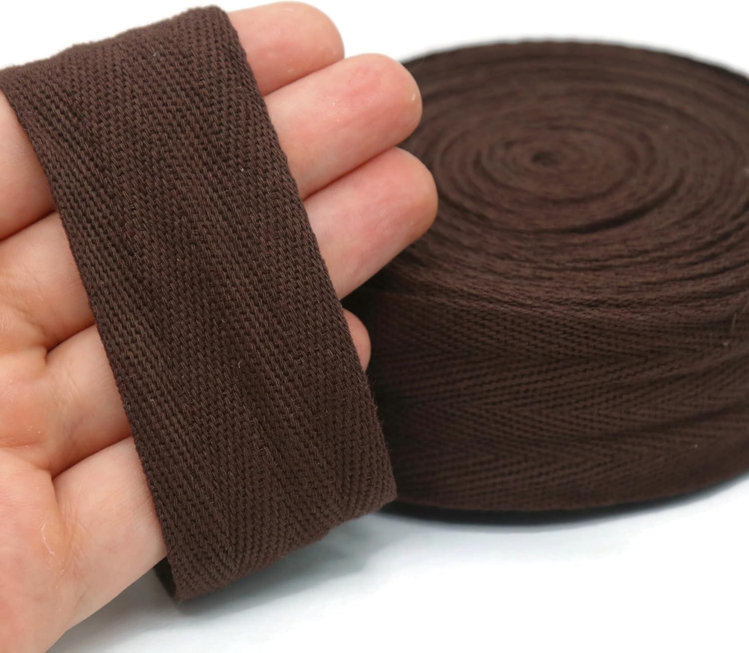 Cotton Twill Tape 1" & 1.5" & 2" - 10 Yards - 50+ Colors -%100 Natural Cotton 1 Inch 1.5 Inch 2 Inch Herringbone Bias Binding Cotton Tape Trim for Sewing Wrapping Craft DIY (Coffee) 10504