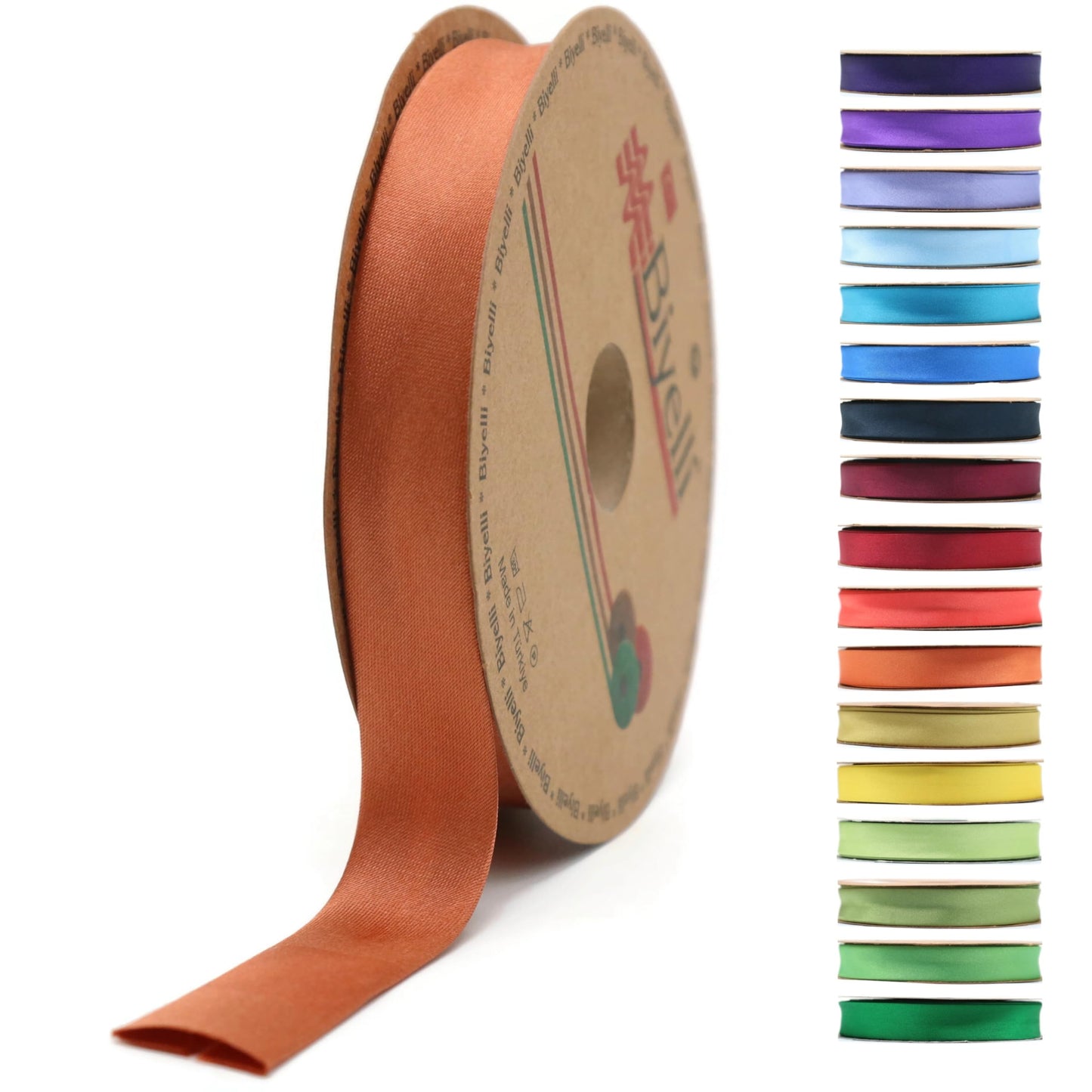 Fold Satin Bias Tape - 99+ Colors - 3/4 Inches Wide - 27 Yards - Fold Satin Binding Bias Ribbon Fabric Piping Bias Binding Tape for Sewing Clothing DIY (64. Brown) BYS64