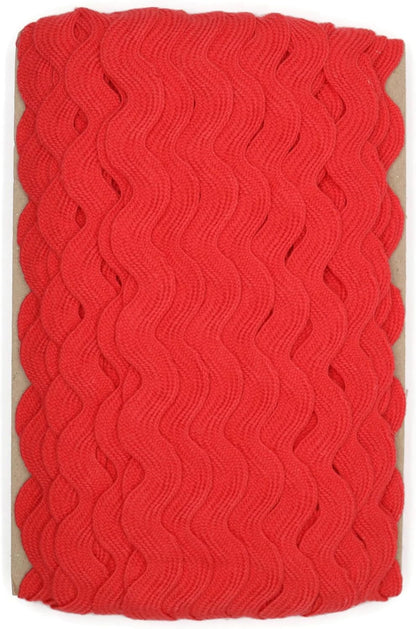 Cotton RIC Rac Trim - 3/4 Inch - 27 Yards - Wave Bending Fringe Trim Cotton Lace Ribbon RIC Rac Trim for Sewing Clothes Gift Wrapping Home Party Decoration CTR0208, Red