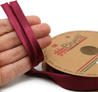 Fold Satin Bias Tape - 99+ Colors - 3/4 Inches Wide - 27 Yards - Fold Satin Binding Bias Ribbon Fabric Piping Bias Binding Tape for Sewing Clothing DIY (75. Burgundy) BYS75