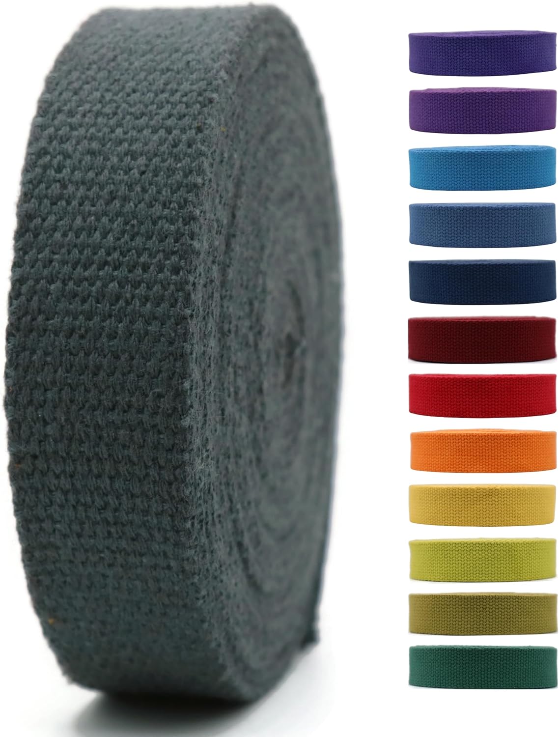 2" &amp; 1.5'' &amp; 1" Cotton Webbing - 5 Yards - 50+ Colors -100% Natural Cotton - Turkish Woven - Heavy Duty 1 Inch 1.5 Inch 2 Inch Canvas Webbing for Sewing Straps Bags Climbing Indoors Craft DIY 11535…