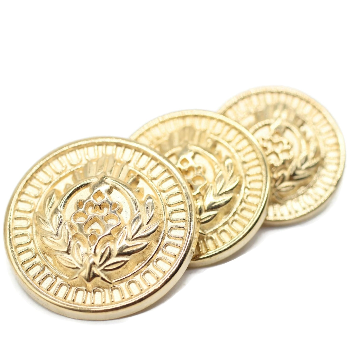 Bronze Metal Shank Buttons - 12 Pcs - 3 Size Options - Luxury Floral Rome Round Wave Metal Shank Buttons Bronze for Men Women Blazer Coat Uniform Shirt Suit and Jacket Sewing Craft DIY N18602