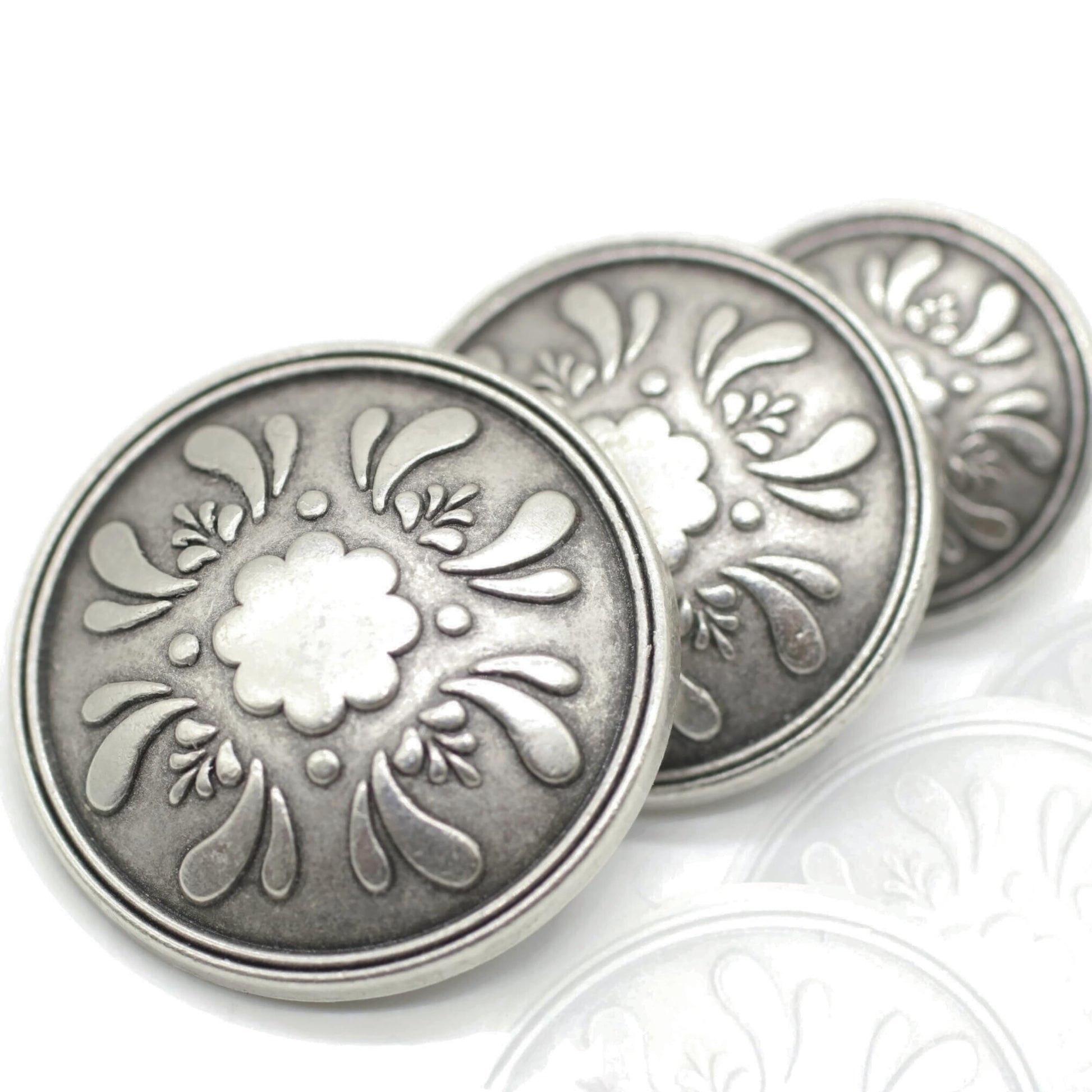 Gold Metal Shank Buttons - 12 Pcs - 3 Size Options - Floral Round Metal Shank Buttons for Men Women Blazer Coat Uniform Shirt Suit and Jacket Sewing Craft DIY N3703