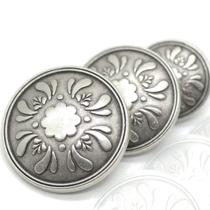 Gold Metal Shank Buttons - 12 Pcs - 3 Size Options - Floral Round Metal Shank Buttons for Men Women Blazer Coat Uniform Shirt Suit and Jacket Sewing Craft DIY N3703