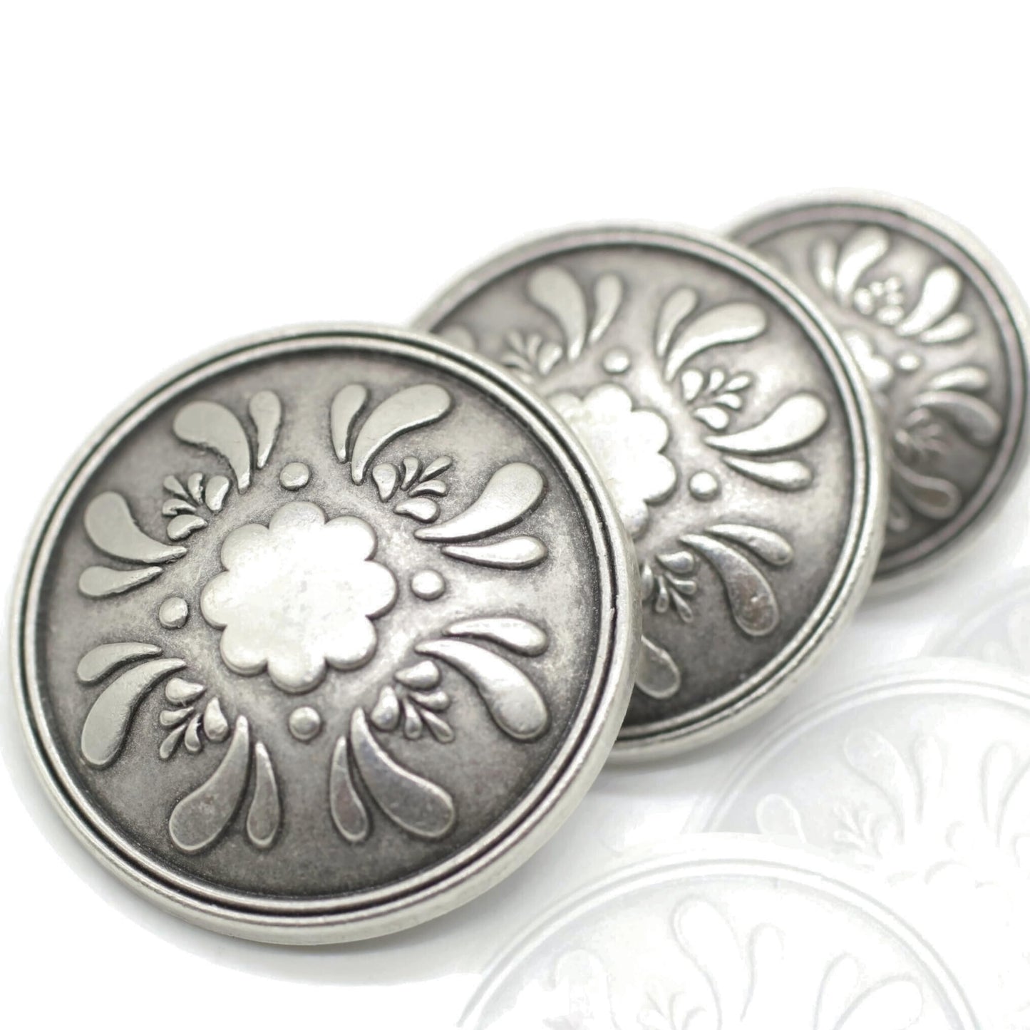 Bronze Metal Shank Buttons - 12 Pcs - 3 Size Options - Floral Round Metal Shank Buttons for Men Women Blazer Coat Uniform Shirt Suit and Jacket Sewing Craft DIY N17803