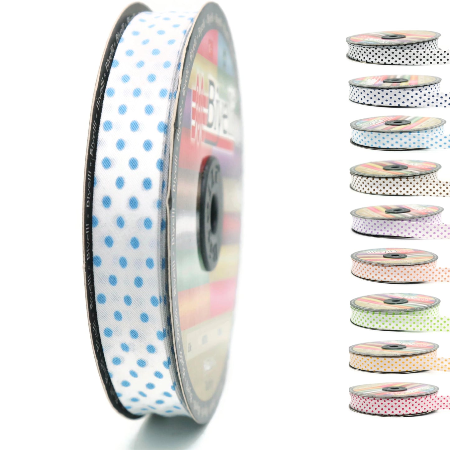 Cotton Fold Bias Binding Tape - 3/4 Inches (20mm) Wide - 27 Yards - Polka Dots Single Fold Cotton Fold Bias Binding Tape for Sewing Clothing DIY Pink B2