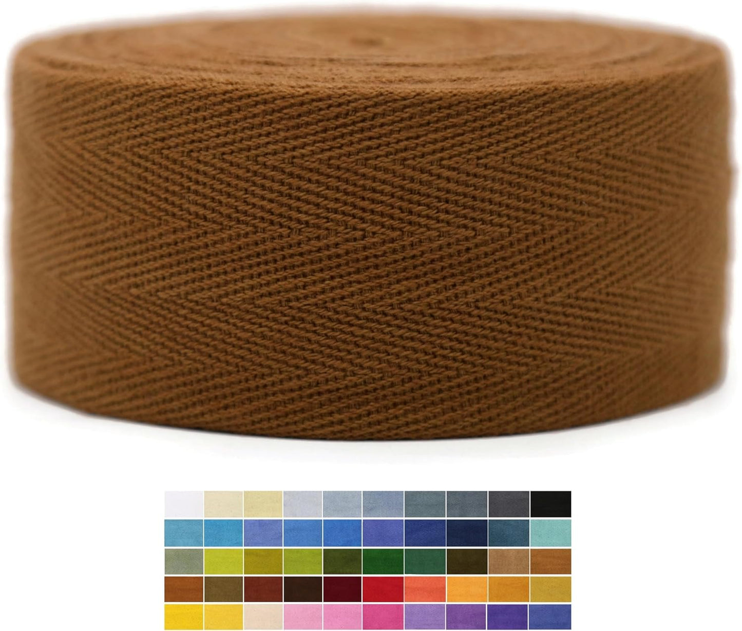 2" & 1.5" & 1.18' & 1" Cotton Herringbone Bias Binding Tape - 10 Yards - Caramel - 100% Natural Cotton - Sewing, Wrapping, Craft, DIY