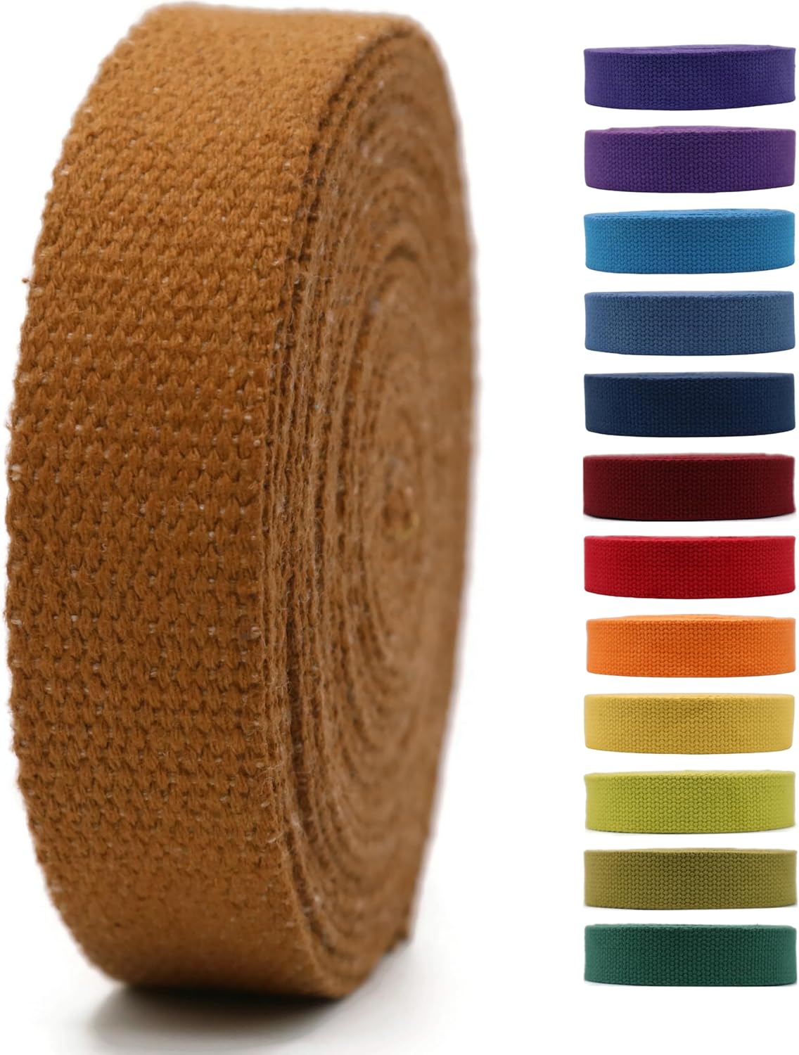 Cotton Webbing 2" &amp; 1.5'' &amp; 1" - 5 Yards - 50+ Colors -100% Natural Cotton - Turkish Woven - Heavy Duty1 Inch 1.5 Inch 2 Inch Canvas Webbing for Sewing Straps Bags Climbing Indoors Craft DIY 11465…