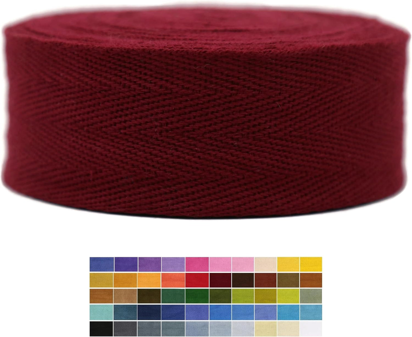 2" & 1.5" & 1.18'' & 1" Cotton Twill Tape - 10 Yards - 50+ Colors -%100 Natural Cotton 1 Inch 1.5 Inch 2 Inch Herringbone Bias Binding Cotton Tape Trim for Sewing Wrapping Craft DIY 10184 (Burgundy)…
