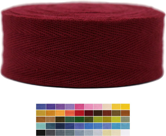 2" & 1.5" & 1.18'' & 1" Cotton Twill Tape - 10 Yards - 50+ Colors -%100 Natural Cotton 1 Inch 1.5 Inch 2 Inch Herringbone Bias Binding Cotton Tape Trim for Sewing Wrapping Craft DIY 10184 (Burgundy)…