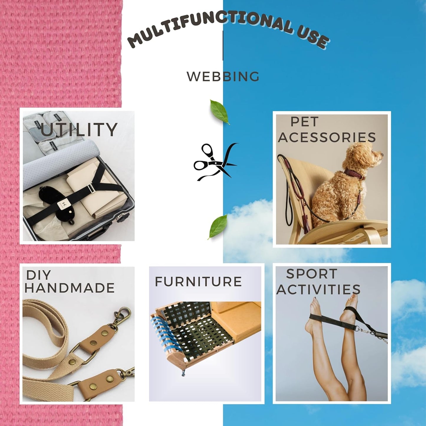 2" & 1.5'' & 1" Cotton Webbing - 5 Yards - 50+ Colors -%100 Natural Cotton - Turkish Woven - Heavy 1 Inch 1.5 Inch 2 Inch Rose Canvas Webbing for Sewing Straps Bag Climbing Indoors Craft DIY 11215…