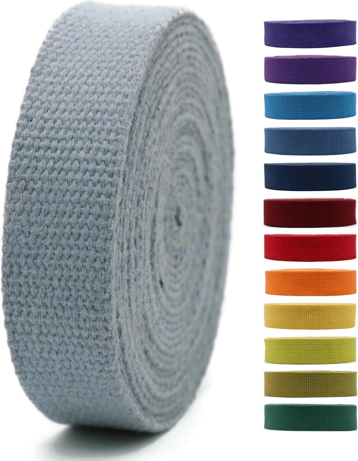 2" &amp; 1.5'' &amp; 1" Cotton Webbing - 5 Yards - 50+ Colors -100% Natural Cotton - Turkish Woven - Heavy Duty 1 Inch 1.5 Inch 2 Inch Canvas Webbing for Sewing Straps Bags Climbing Indoors Craft DIY 11565…