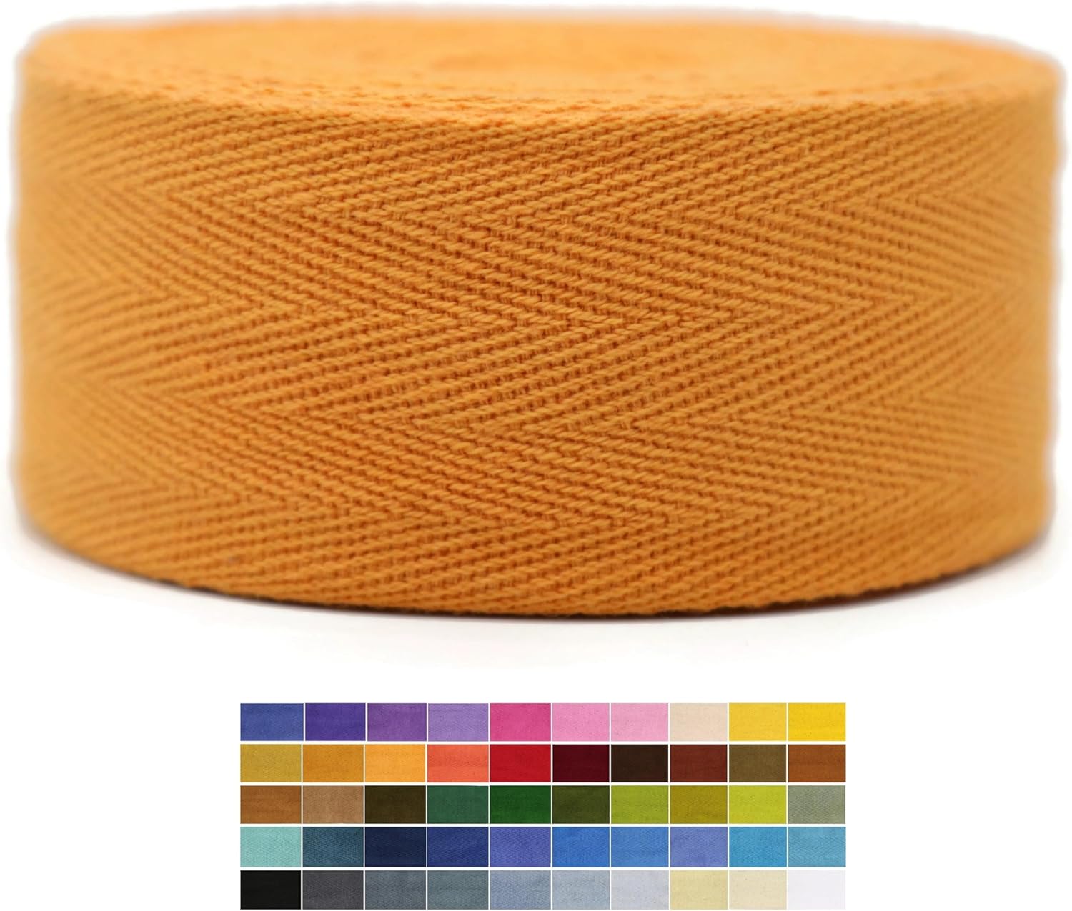 2" & 1.5" & 1.18'' & 1" Cotton Twill Tape - 10 Yards - 50+ Colors -%100 Natural Cotton 1 Inch 1.5 Inch 2 Inch Herringbone Bias Binding Cotton Tape Trim for Sewing Wrapping Craft DIY 10155 (Orange)…