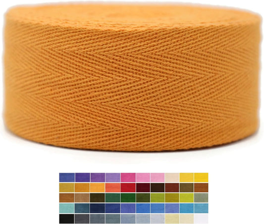 2" & 1.5" & 1.18'' & 1" Cotton Twill Tape - 10 Yards - 50+ Colors -%100 Natural Cotton 1 Inch 1.5 Inch 2 Inch Herringbone Bias Binding Cotton Tape Trim for Sewing Wrapping Craft DIY 10155 (Orange)…