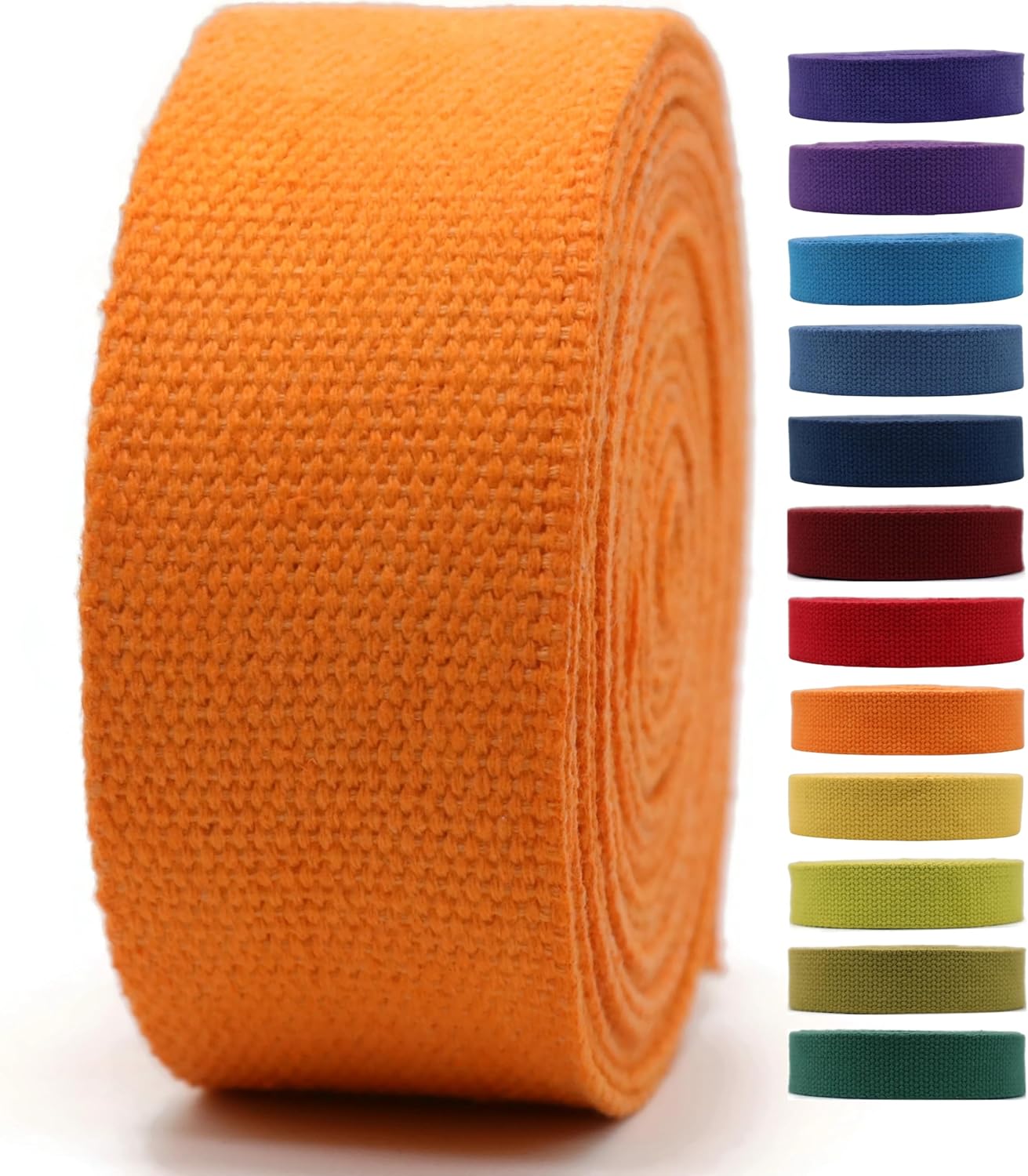 2" & 1.5'' & 1" Cotton Webbing - 5 Yards - 50+ Colors -%100 Natural Cotton - Turkish Weave - Heavy Duty 1 Inch 1.5 Inch 2 Inch Webbing for Sewing Straps Wrapping Climbing Indoors Craft DIY 11155…