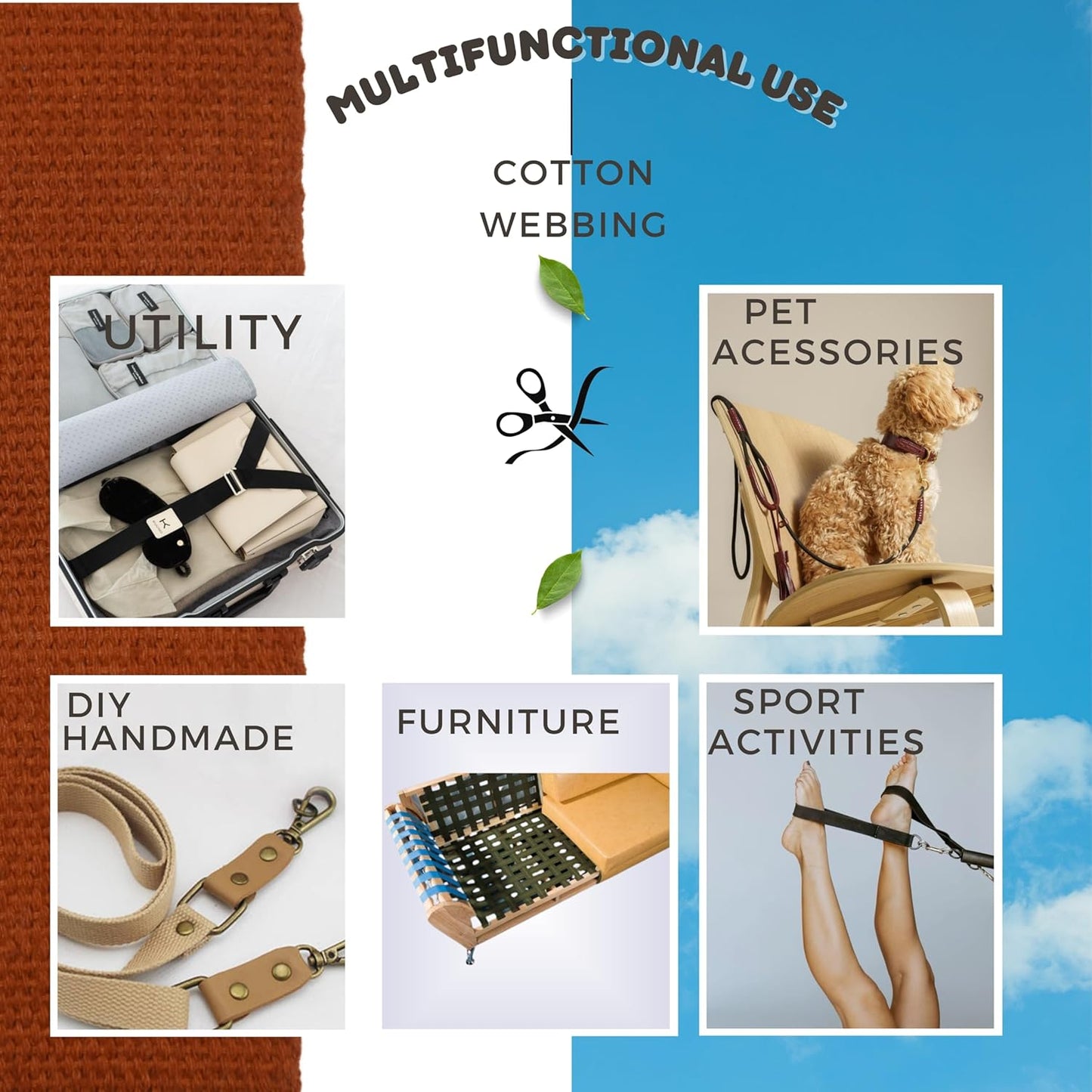 Cotton Webbing 2" & 1.5'' & 1" - 5 Yards - 50+ Colors -%100 Natural Cotton - Turkish Woven - Heavy Duty1 Inch 1.5 Inch 2 Inch Canvas Webbing for Sewing Straps Bags Climbing Indoors Craft DIY 11475…