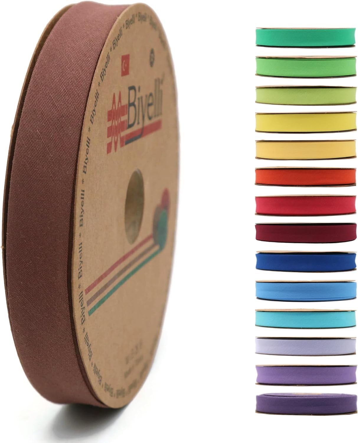 Cotton Fold Bias Tape - 3/4 Inches (20mm) Wide - 27 Yards - 65+ Colors - Single Fold Cotton Fold Bias Binding Tape for Sewing Clothing DIY (38. Coffee) D38