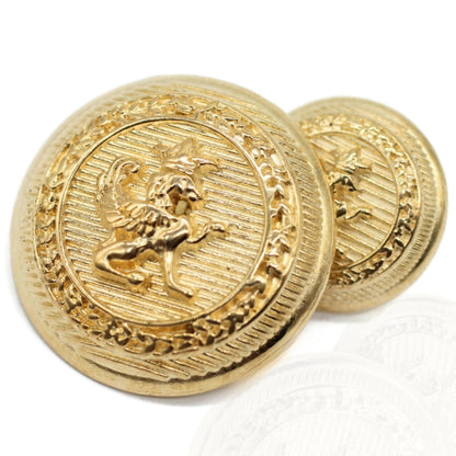 Lion Gold Metal Shank Buttons 2 Size Options - 12 Piece Premium Crown Round Wave Metal Shank Buttons for Men Women Blazer Coat Uniform Shirt Suit and Jacket Sewing Craft DIY 15mm, BL4231