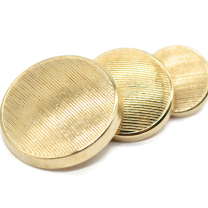 Gold Metal Shank Buttons - 12 Pcs - 3 Size Options - Striped Flat Round Metal Shank Buttons for Men Women Blazer Coat Uniform Shirt Suit and Jacket Sewing Craft DIY N5202