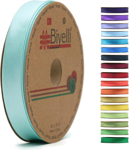 Fold Satin Bias Tape - 99+ Colors - 3/4 Inches Wide - 27 Yards - Fold Satin Binding Bias Ribbon Fabric Piping Bias Binding Tape for Sewing Clothing DIY (10. Mint Blue) BYS10
