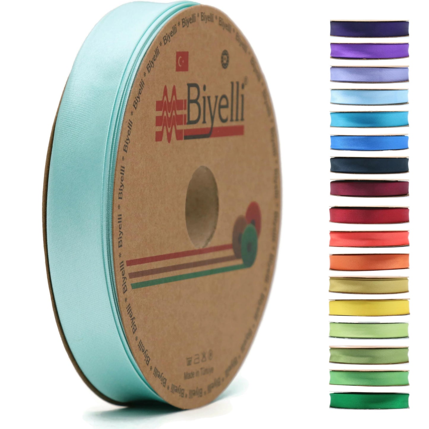 Fold Satin Bias Tape - 99+ Colors - 3/4 Inches Wide - 27 Yards - Fold Satin Binding Bias Ribbon Fabric Piping Bias Binding Tape for Sewing Clothing DIY Aquamarine BYS15