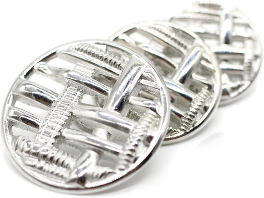 Silver Metal Shank Buttons - 12 Pcs - 3 Size Options - Weave Round Metal Shank Buttons for Men Women Blazer Coat Uniform Shirt Suit and Jacket Sewing Craft DIY N7401