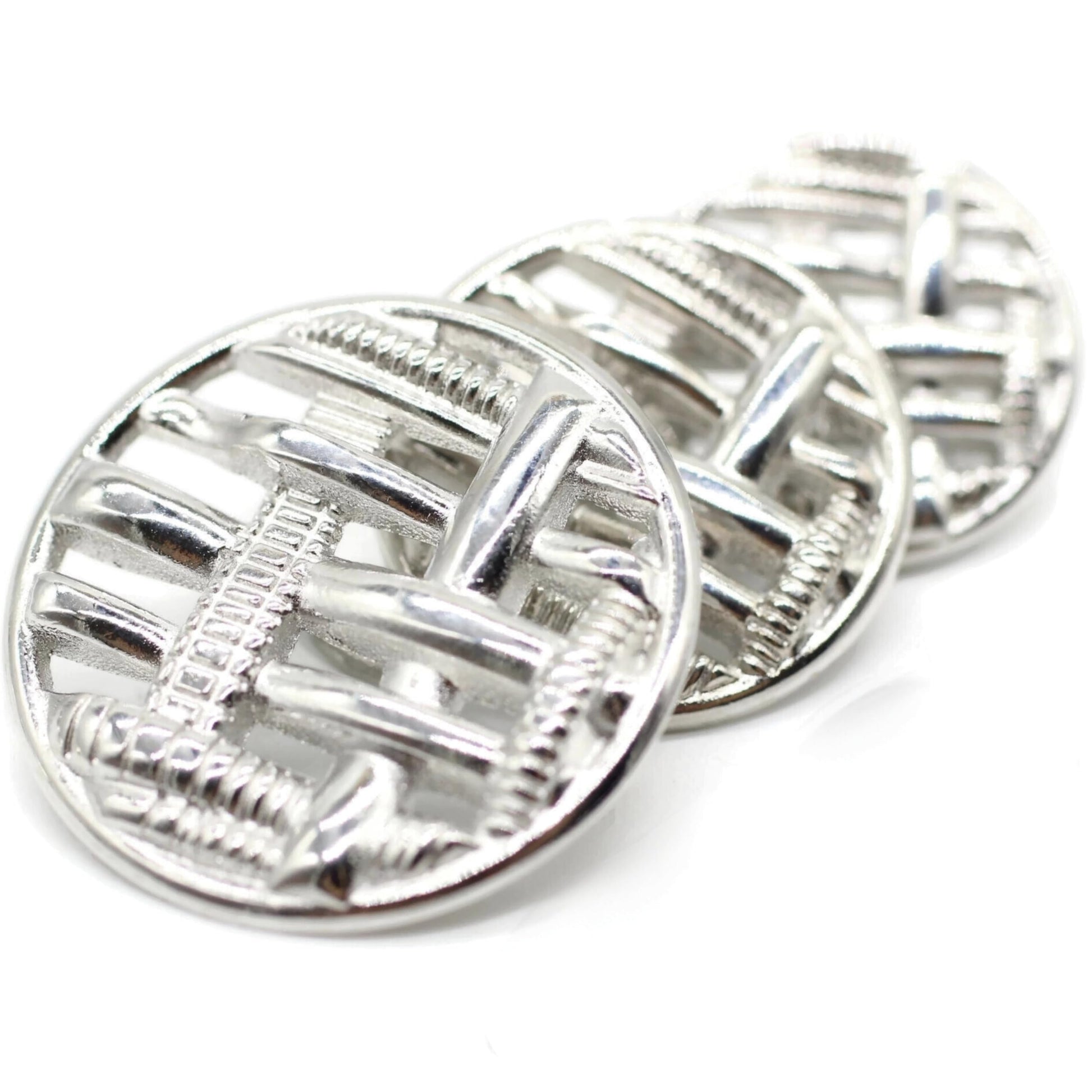 Silver Metal Shank Buttons - 12 Pcs - 3 Size Options - Weave Round Metal Shank Buttons for Men Women Blazer Coat Uniform Shirt Suit and Jacket Sewing Craft DIY N7401