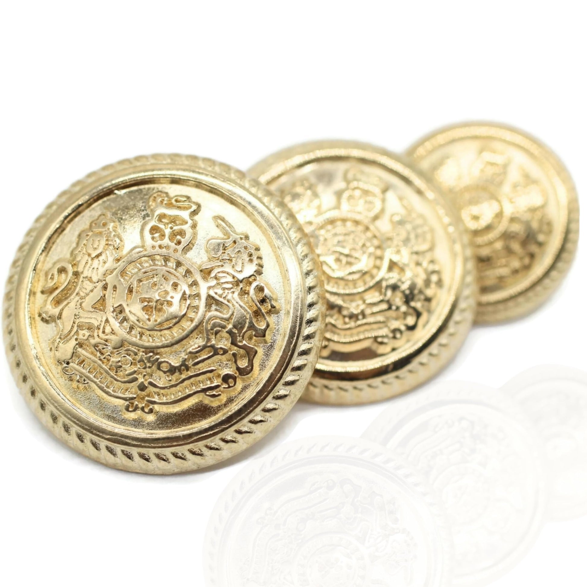 Kingdom Silver Metal Shank Buttons - 12 Pcs - 4 Size Options - Luxury Twin Lion Crown Metal Shank Buttons for Men Women Blazer Coat Uniform Shirt Suit and Jacket Sewing Craft DIY G5243…