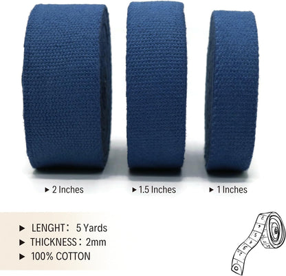 Cotton Webbing 2" & 1.5'' & 1" - 5 Yards - 50+ Colors -%100 Natural Cotton - Turkish Woven - Heavy 1 Inch 1.5 Inch 2 Inch Canvas Webbing for Sewing Straps Bags Climbing Indoors Craft DIY 11415…