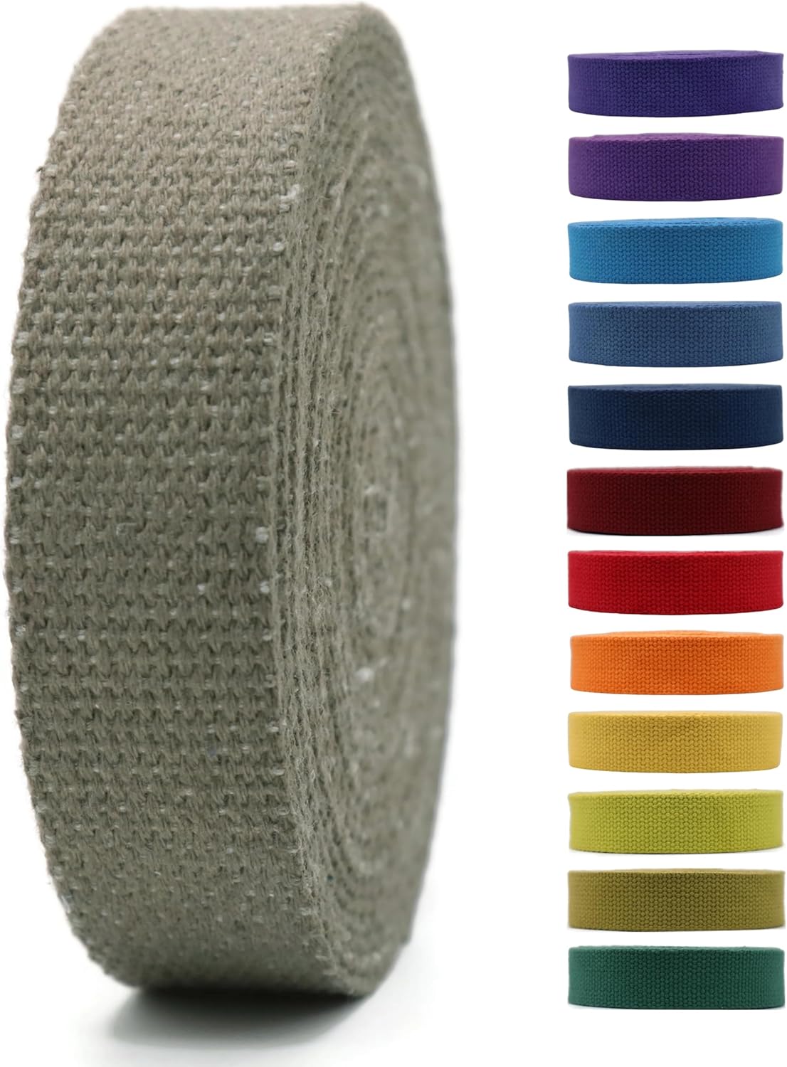 Cotton Webbing 2" &amp; 1.5'' &amp; 1" - 5 Yards - 50+ Colors -100% Natural Cotton - Turkish Woven - 1 Inch 1.5 Inch 2 Inch MutedSage Canvas Webbing for Sewing Straps Bags Climbing Indoors Craft DIY 11285…