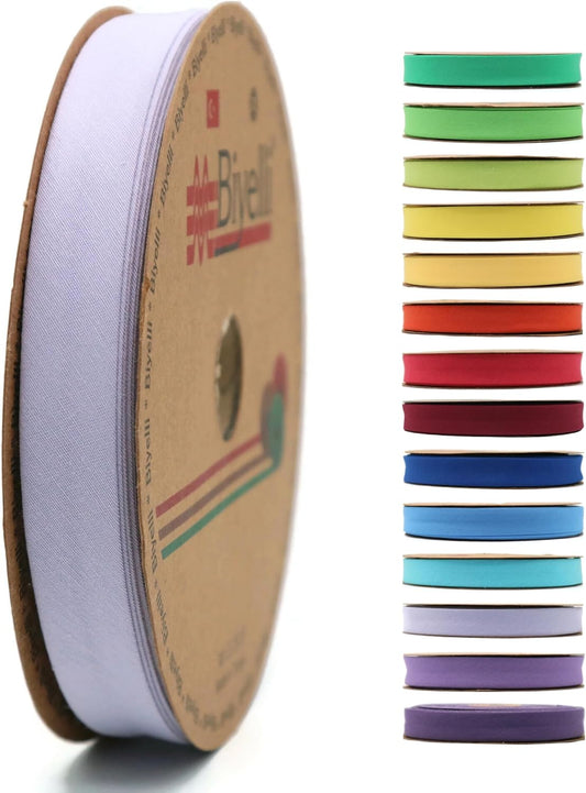 Cotton Fold Bias Tape - 3/4 Inches (20mm) Wide - 27 Yards - 65+ Colors - Single Fold Cotton Fold Bias Binding Tape for Sewing Clothing DIY (25. Amethyst) D25