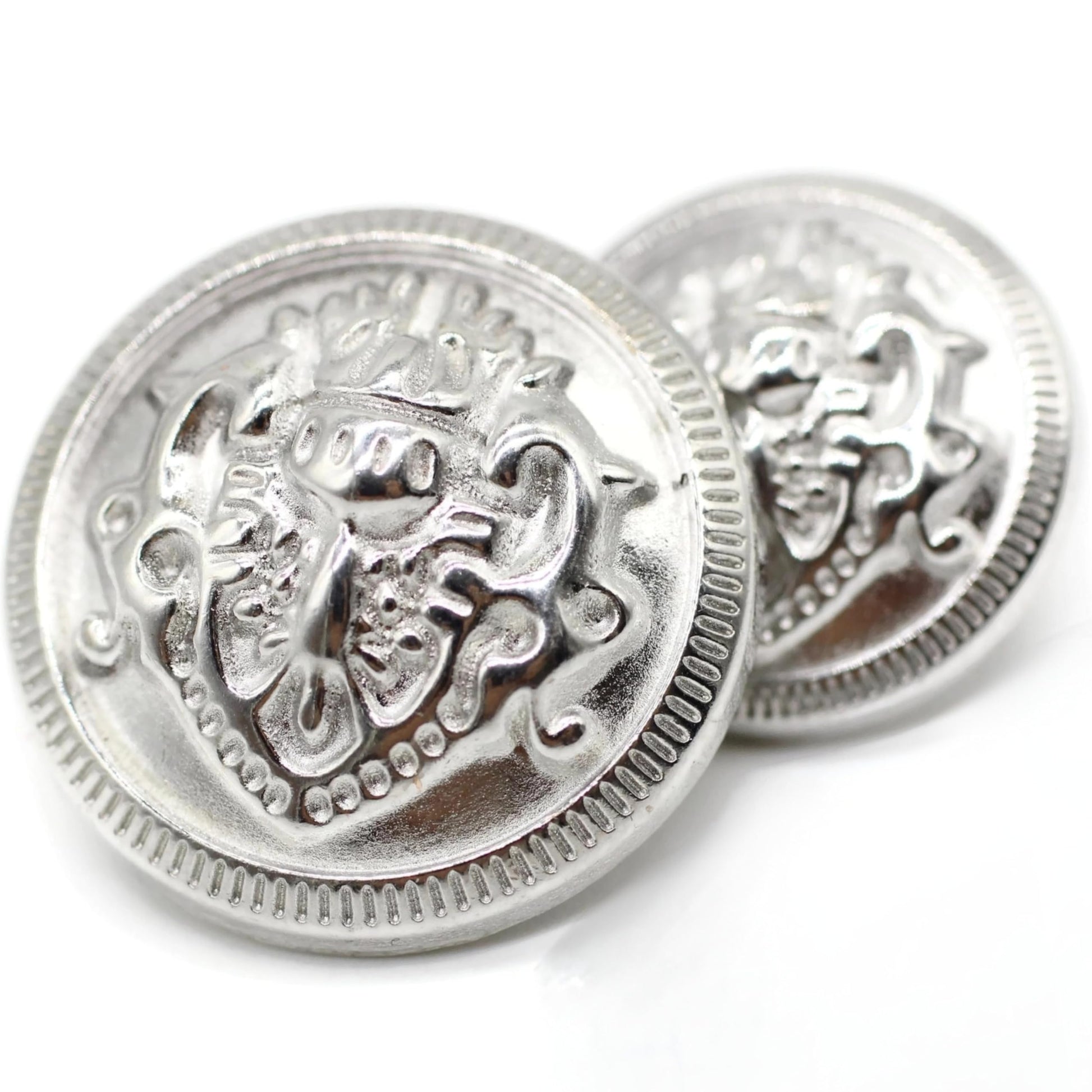 Flat Silver Metal Shank Buttons - 12 Pcs - 2 Size Options - Luxury Round Wave Metal Shank Buttons for Men Women Blazer Coat Uniform Shirt Suit and Jacket Sewing Craft DIY N9901