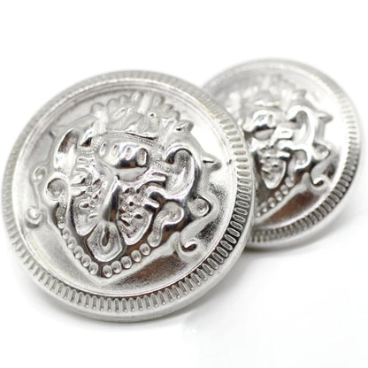 Flat Silver Metal Shank Buttons - 12 Pcs - 2 Size Options - Luxury Round Wave Metal Shank Buttons for Men Women Blazer Coat Uniform Shirt Suit and Jacket Sewing Craft DIY N9901