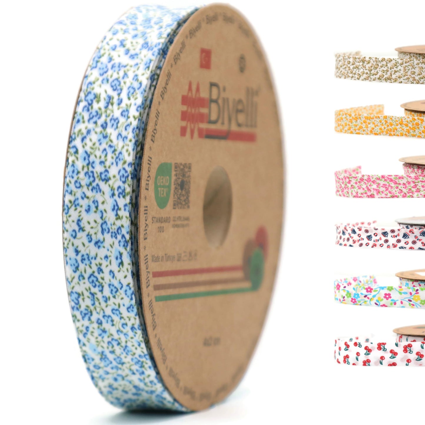 Cotton Fold Bias Binding Tape - 3/4 Inches (20mm) Wide - 27 Yards - Floral Single Fold Cotton Fold Bias Binding Tape for Sewing Clothing DIY Yellow A3