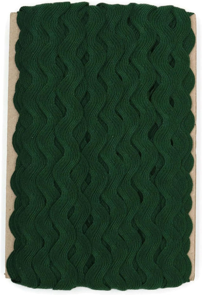 Cotton RIC Rac Trim - 3/4 Inch - 5 Yards - Dark Green Wave Bending Fringe Trim Cotton Lace Ribbon RIC Rac Trim for Sewing Clothes Gift Wrapping Home Party Decoration CTR02045