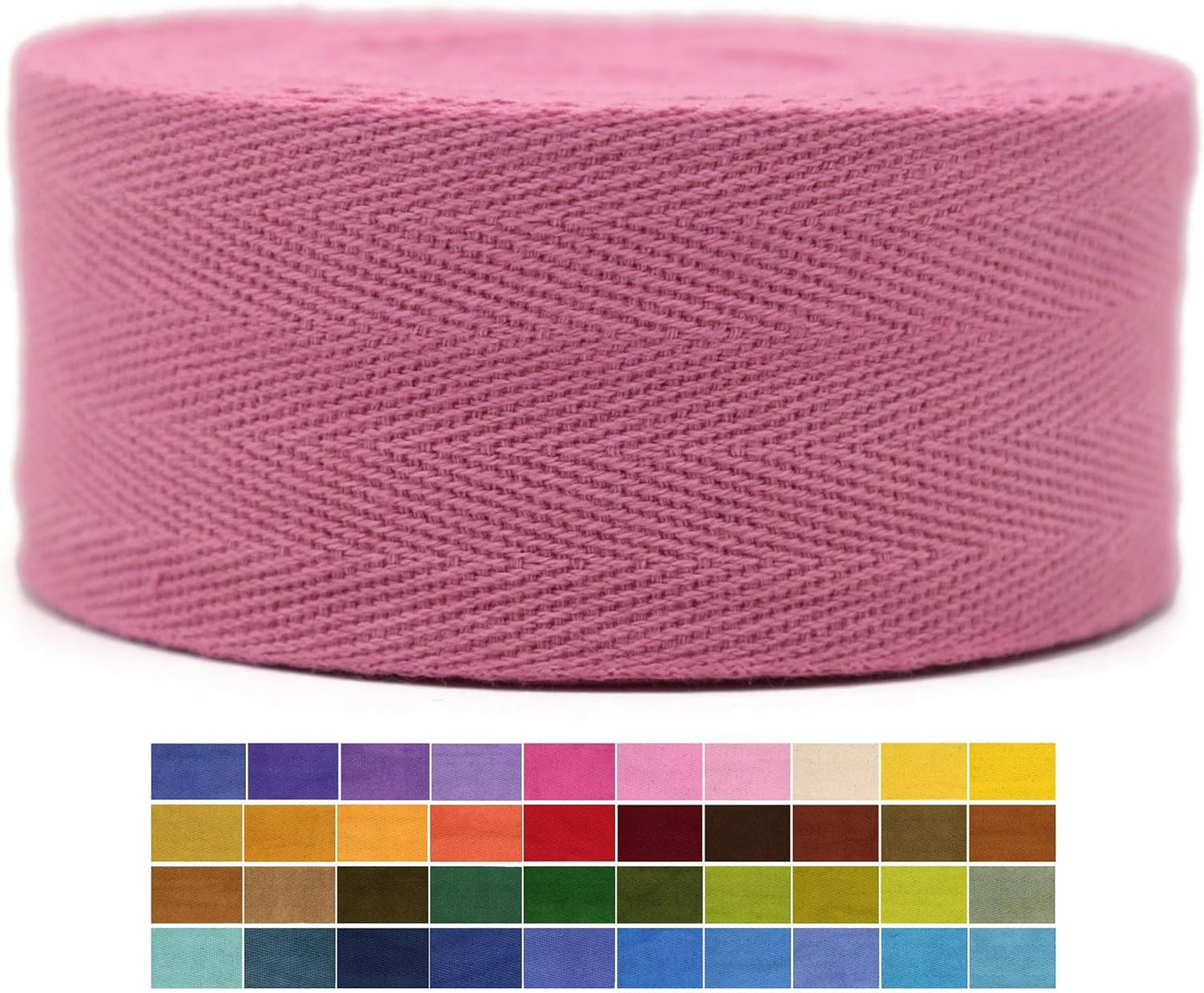 100% Natural Cotton Herringbone Bias Binding - 2" & 1.5" & 1.18'' Cotton Twill Tape - 10 Yards - 50+ Colors - Herringbone Tape Trim for Sewing, Wrapping, Craft, DIY - 10205 (Flamingo)