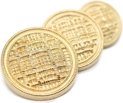 Gold Metal Shank Buttons - 12 Pcs - 3 Size Options - Luxury Weave Round Metal Shank Buttons for Men Women Blazer Coat Uniform Shirt Suit and Jacket Sewing Craft DIY N4101