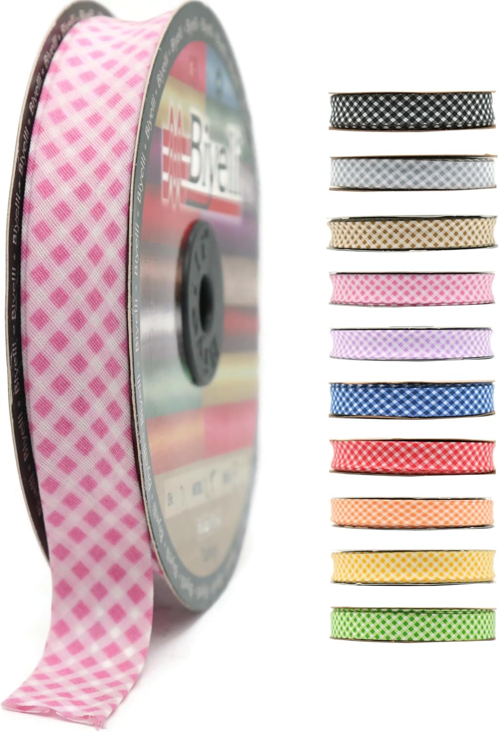 Cotton Fold Bias Binding Tape - 3/4 Inches (20mm) Wide - 27 Yards - Plaid Single Fold Cotton Fold Bias Binding Tape for Sewing Clothing DIY Pink E2
