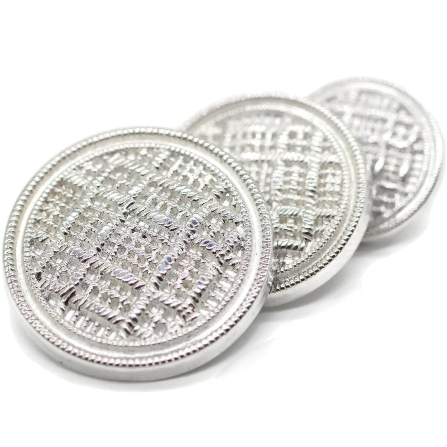 Silver Metal Shank Buttons - 12 Pcs - 3 Size Options - Luxury Weave Round Metal Shank Buttons for Men Women Blazer Coat Uniform Shirt Suit and Jacket Sewing Craft DIY N6701