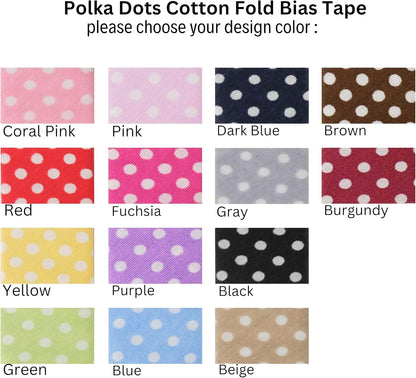 Cotton Fold Bias Binding Tape - 3/4 Inches (20mm) Wide - 27 Yards - Polka Dots Single Fold Cotton Fold Bias Binding Tape for Sewing Clothing DIY Pink A13