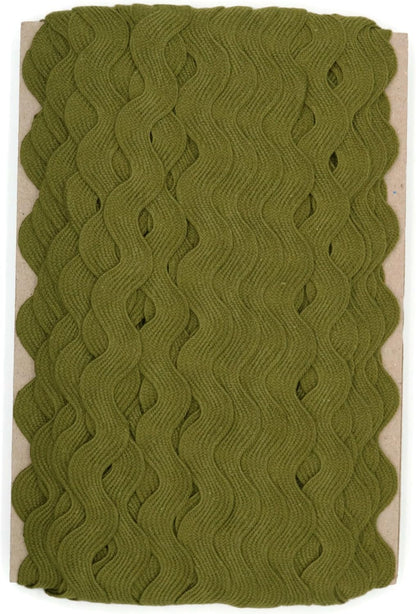 Cotton RIC Rac Trim - 3/4 Inch - 27 Yards - Wave Bending Fringe Trim Cotton Lace Ribbon RIC Rac Trim for Sewing Clothes Gift Wrapping Home Party Decoration CTR0205, Sage Green