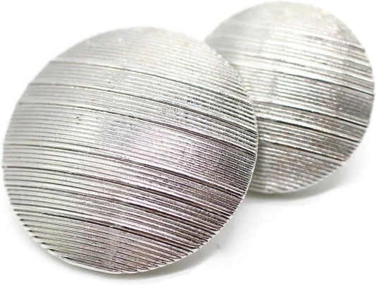Flat Silver Metal Shank Buttons - 12 Pcs - 2 Size Options - Luxury Striped Round Wave Metal Shank Buttons for Men Women Blazer Coat Uniform Shirt Suit and Jacket Sewing Craft DIY N9801