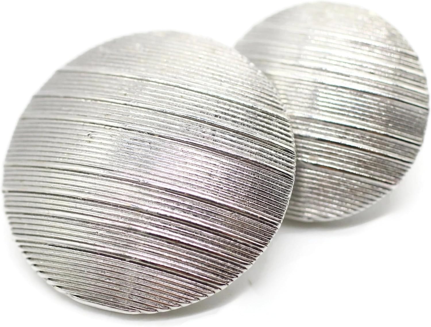 Flat Silver Metal Shank Buttons - 12 Pcs - 2 Size Options - Luxury Striped Round Wave Metal Shank Buttons for Men Women Blazer Coat Uniform Shirt Suit and Jacket Sewing Craft DIY N9801