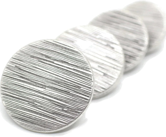 Antique Silver Metal Shank Buttons - 12 Pcs - 4 Size Options - Striped Round Metal Shank Buttons Vintage for Men Women Blazer Coat Uniform Shirt Suit and Jacket Sewing Craft DIY N13304