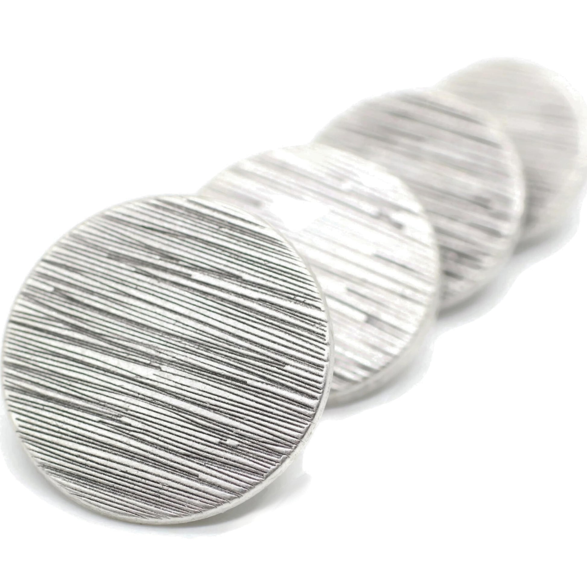 Silver Metal Shank Buttons - 12 Pcs - 4 Size Options - Striped Round Metal Shank Buttons for Men Women Blazer Coat Uniform Shirt Suit and Jacket Sewing Craft DIY N8501